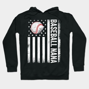 Baseball Nana Player American US Flag Patriotic 4th of July Hoodie